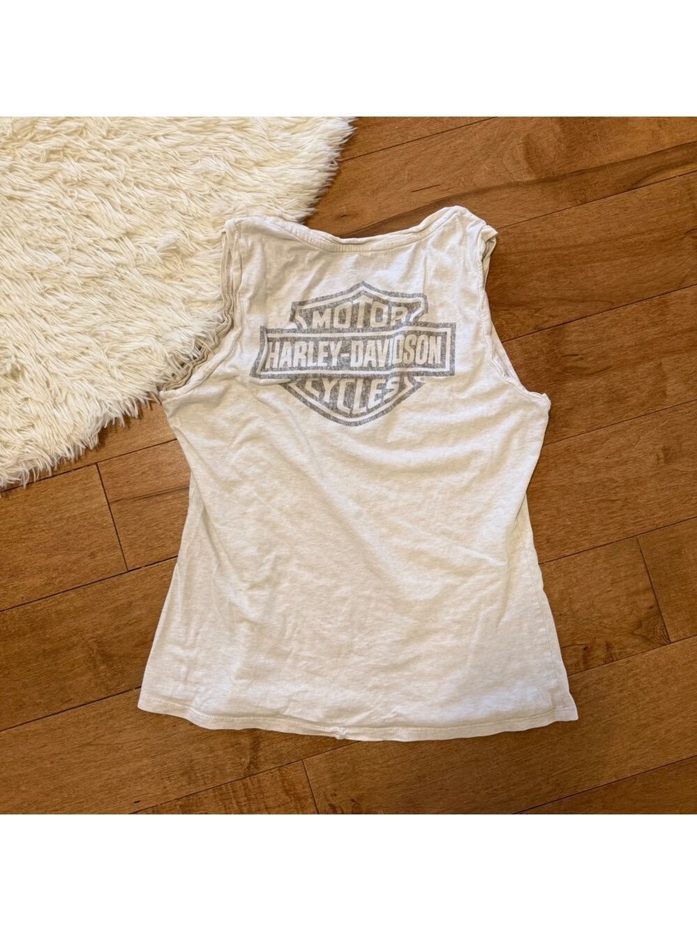 Harley-Davidson Shift Happens Graphic Muscle Tank Top White Womens Medium M Vibe - Picture 2 of 4